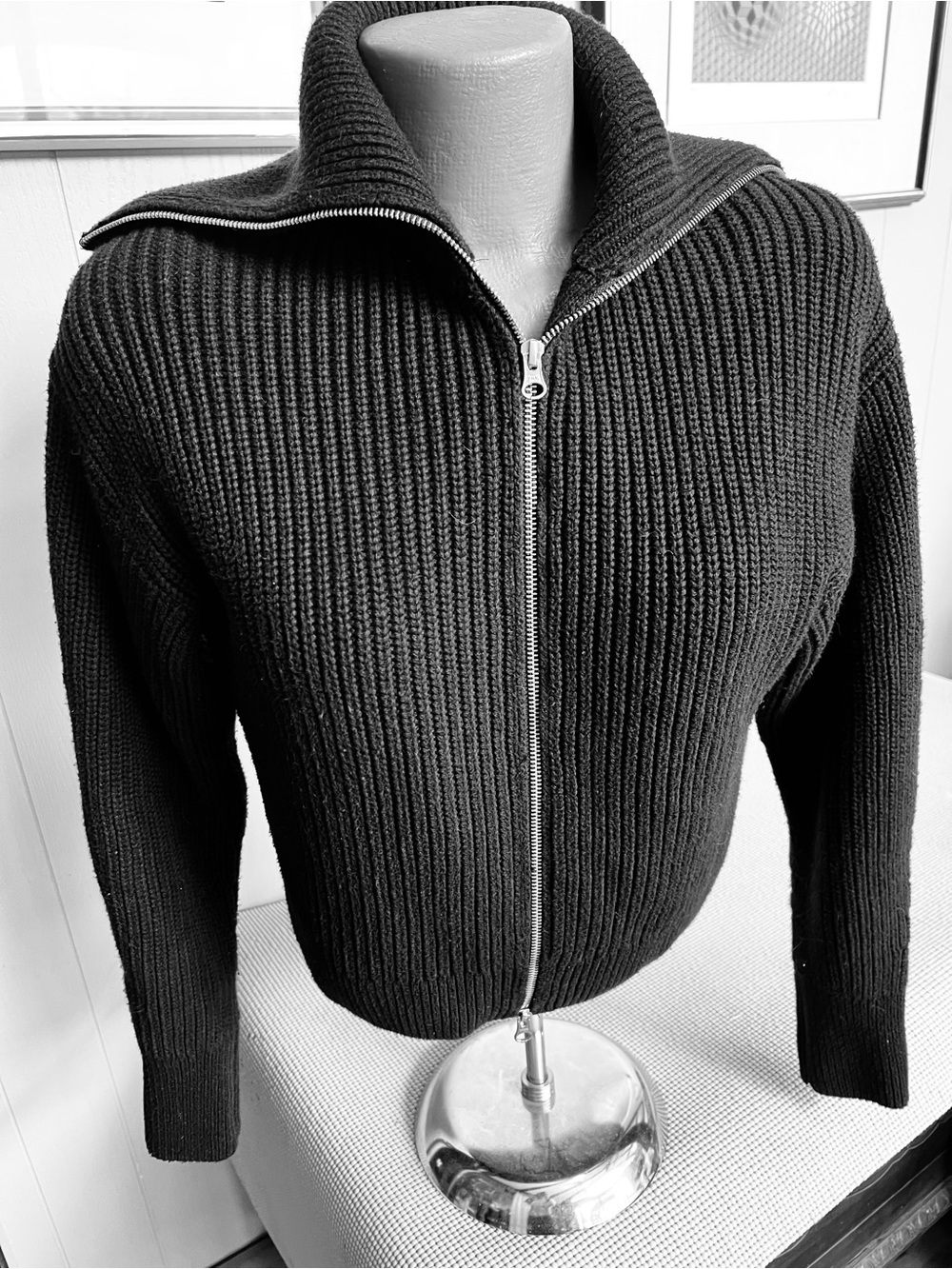 Everlane everyday cotton chunky front zip cardigan sweater organic cotton L - Picture 9 of 9